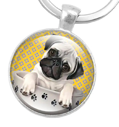 Pug Time Gem Keychain